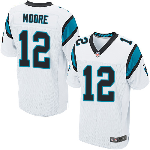 Nike Panthers #12 DJ Moore White Men's Stitched NFL Elite Jersey